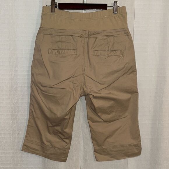 ON XS Full Panel Waist Tan Cotton Maternity Stretch Bermuda Shorts - Picture 2 of 12
